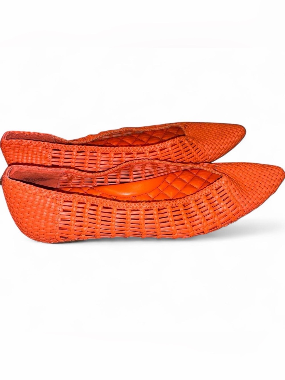 Birdies Goldfinch Woven Pointed-Toe Flats in Tiger Lily Orange
